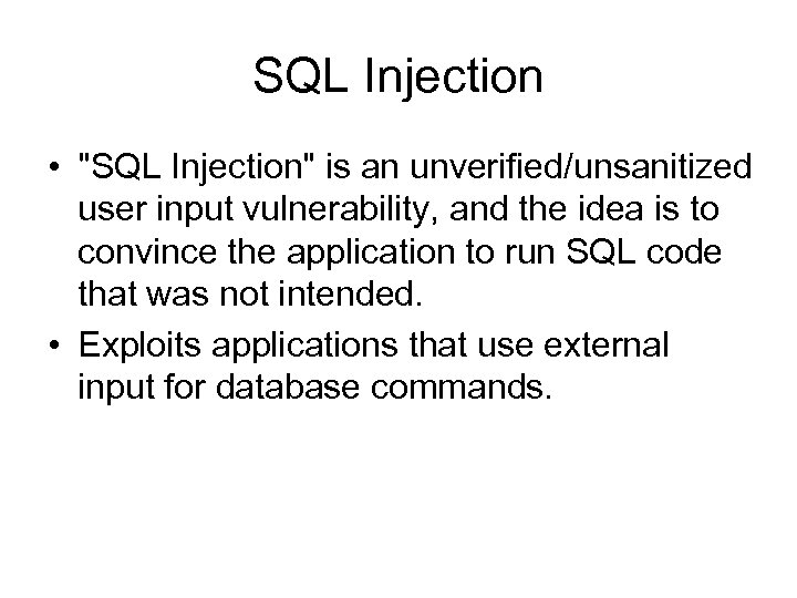 SQL Injection • 