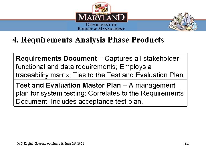 4. Requirements Analysis Phase Products Requirements Document – Captures all stakeholder functional and data