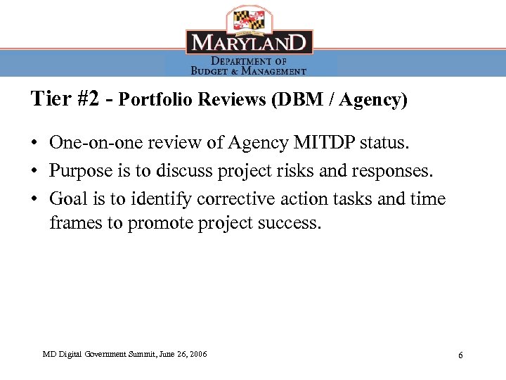 Tier #2 - Portfolio Reviews (DBM / Agency) • One-on-one review of Agency MITDP