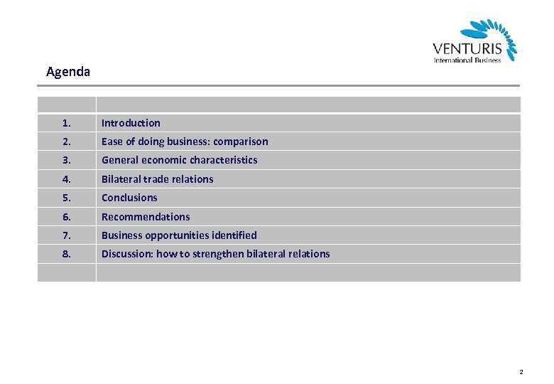 Agenda 1. Introduction 2. Ease of doing business: comparison 3. General economic characteristics 4.