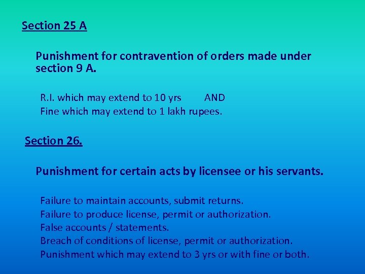 Section 25 A Punishment for contravention of orders made under section 9 A. R.