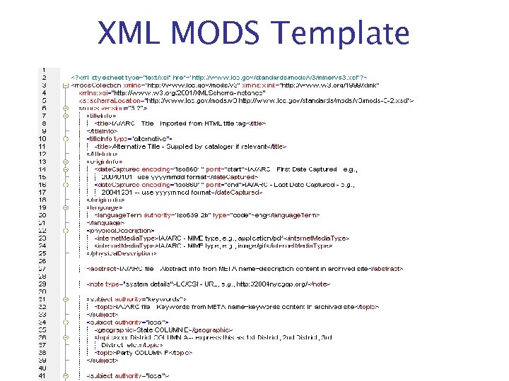 XML MODS Template 