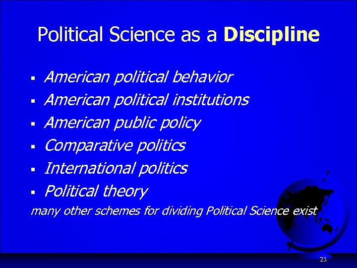 Political Science as a Discipline § § § American political behavior American political institutions