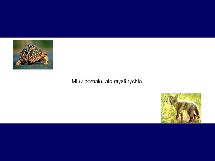 Mluv pomalu, ale mysli rychle. 