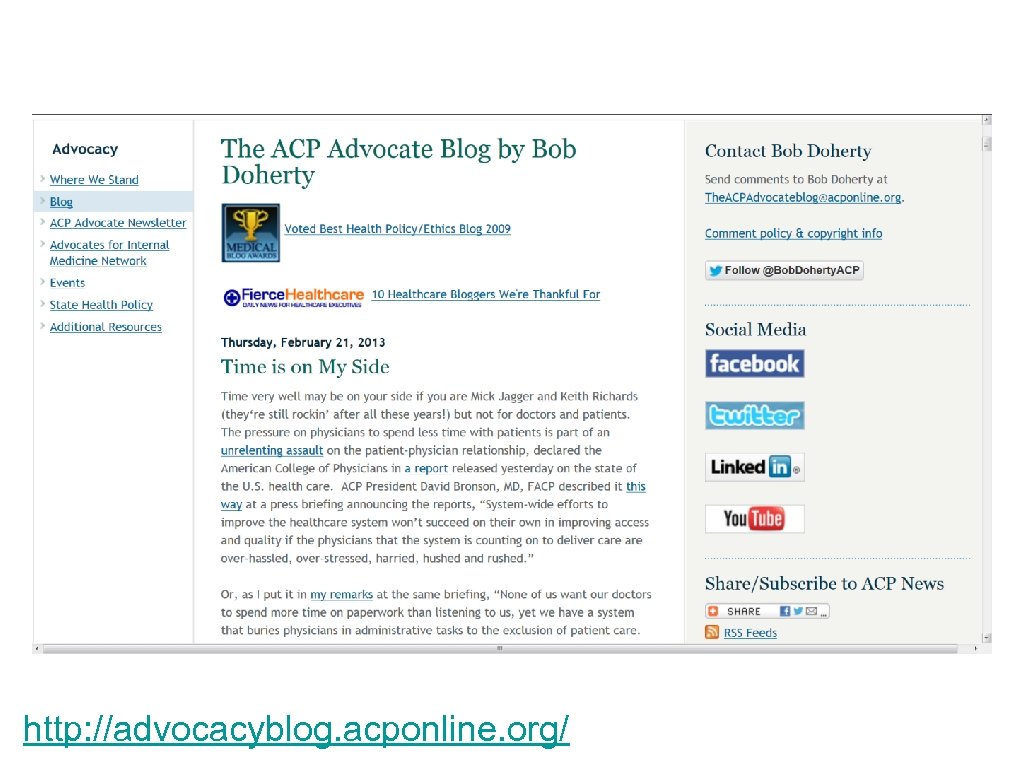 http: //advocacyblog. acponline. org/ 