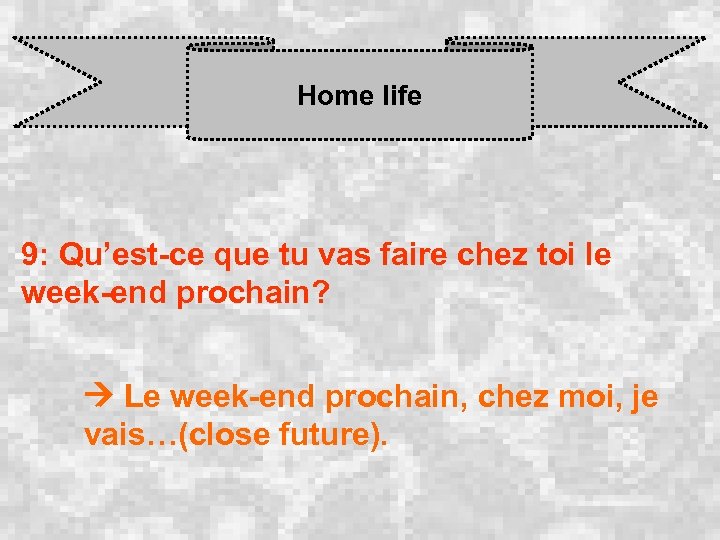 Home life 9: Qu’est-ce que tu vas faire chez toi le week-end prochain? Le