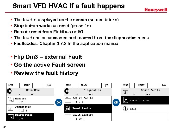 Smart VFD HVAC If a fault happens • • • The fault is displayed