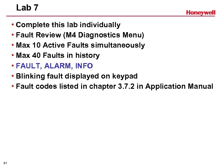 Lab 7 • Complete this lab individually • Fault Review (M 4 Diagnostics Menu)