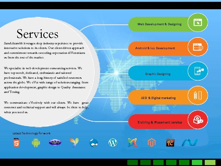 Web Development & Designing Services Sam. AArambh leverages deep industry experience to provide innovative