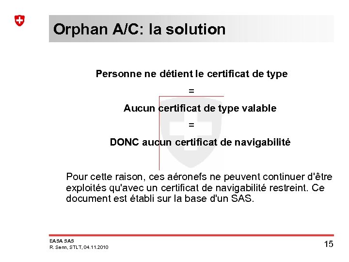 Orphan A/C: la solution Personne ne détient le certificat de type = Aucun certificat