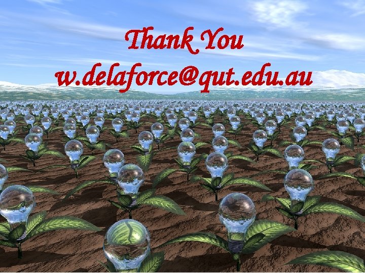 Thank You w. delaforce@qut. edu. au 