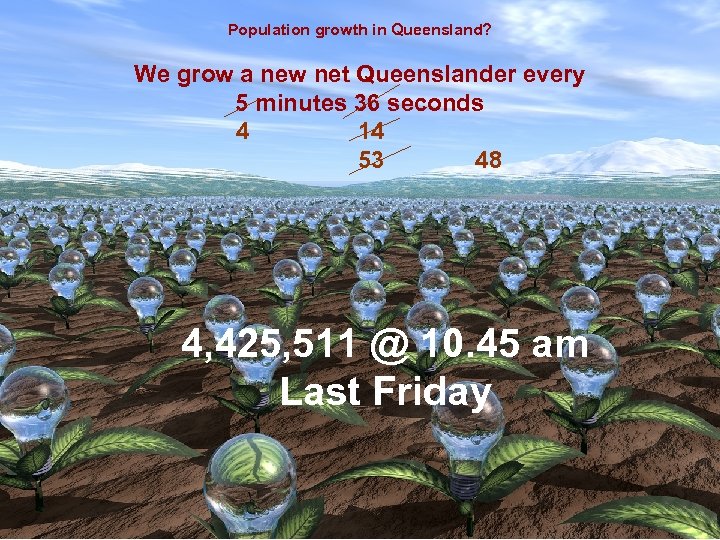 Population growth in Queensland? We grow a new net Queenslander every 5 minutes 36