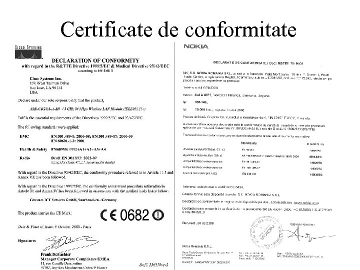 Certificate de conformitate 