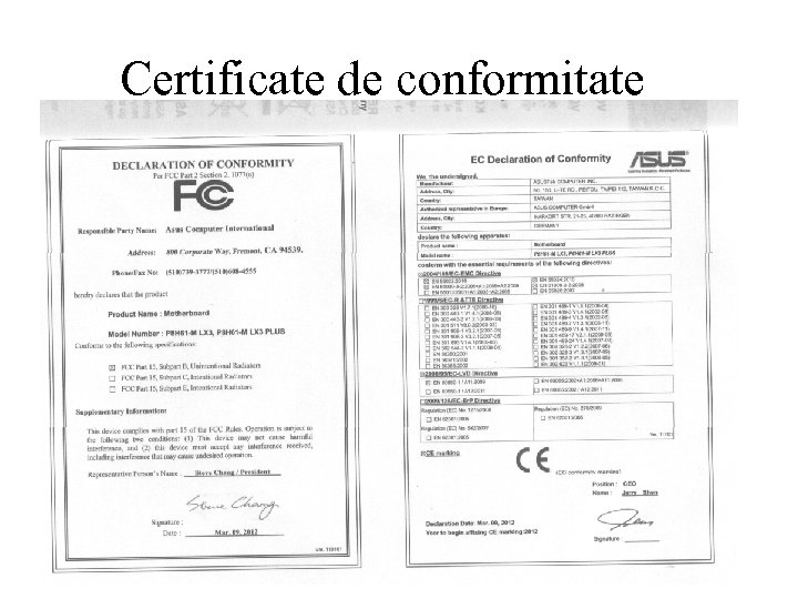 Certificate de conformitate 