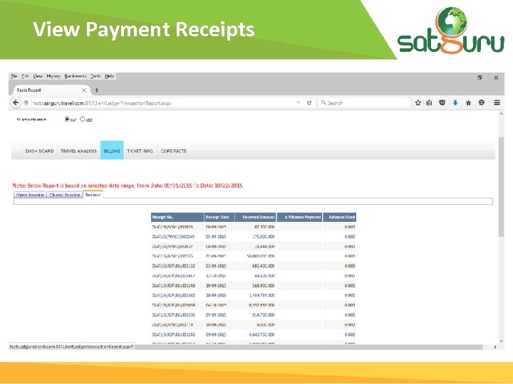 View Payment Receipts 
