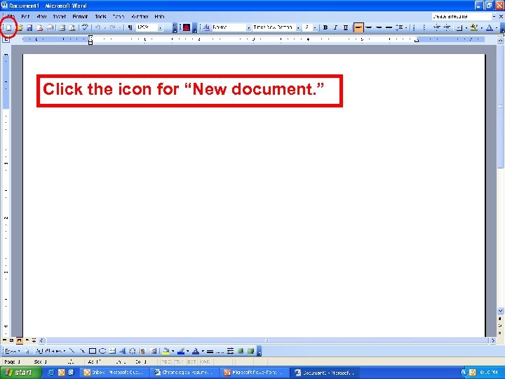 Click the icon for “New document. ” 