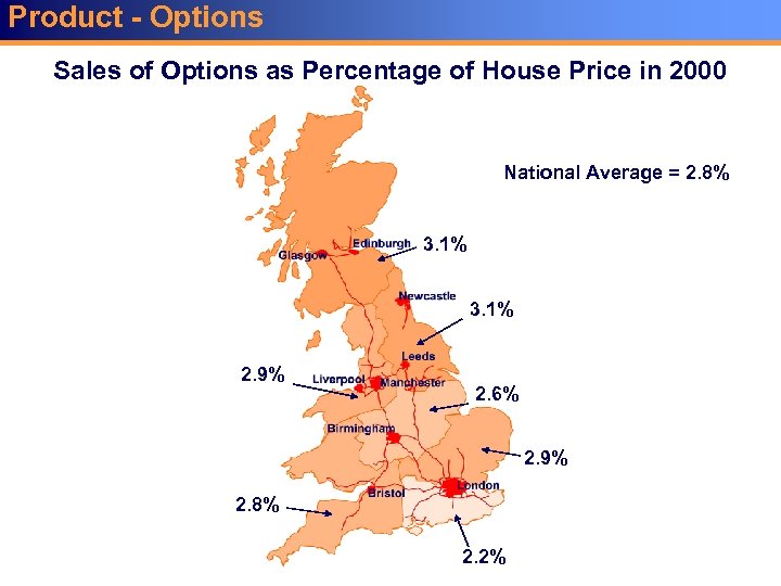 Product - Options Sales of Options as Percentage of House Price in 2000 National