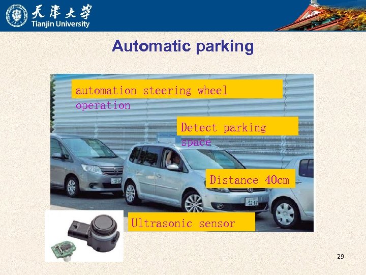 Automatic parking automation steering wheel operation Detect parking space Distance 40 cm Ultrasonic sensor
