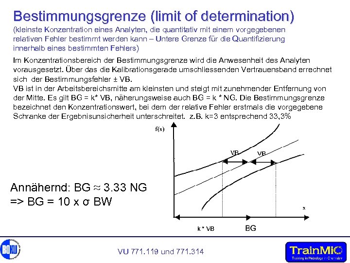 Bestimmungsgrenze (limit of determination) (kleinste Konzentration eines Analyten, die quantitativ mit einem vorgegebenen relativen