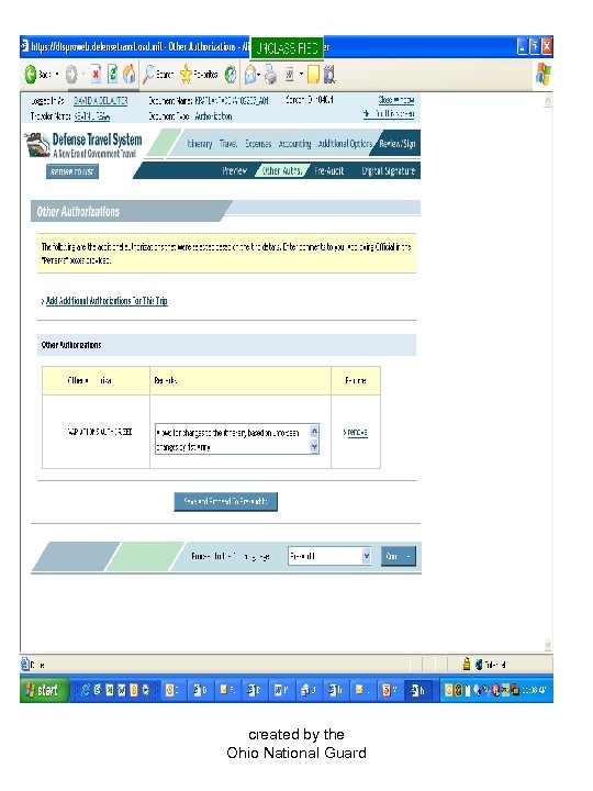 Verify other authorizations then click here created by the Ohio National Guard 