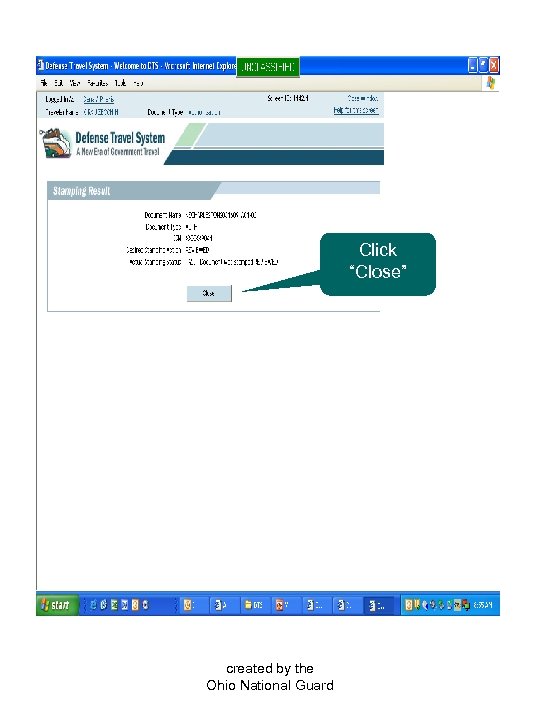 Click “Close” created by the Ohio National Guard 