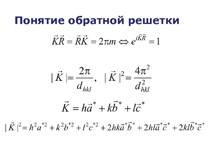 Понятие обратной решетки 