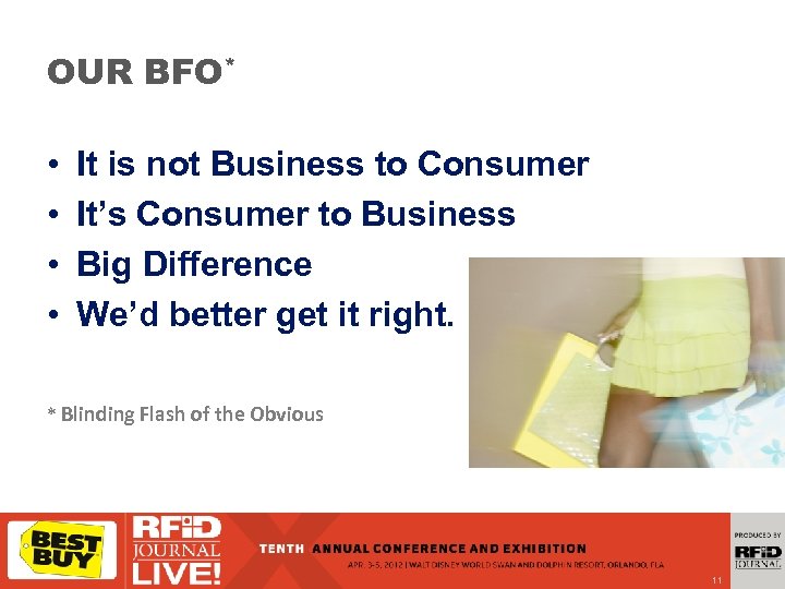 OUR BFO* • • It is not Business to Consumer It’s Consumer to Business