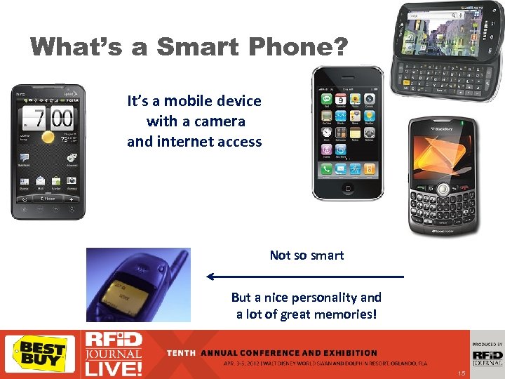 What’s a Smart Phone? It’s a mobile device with a camera and internet access