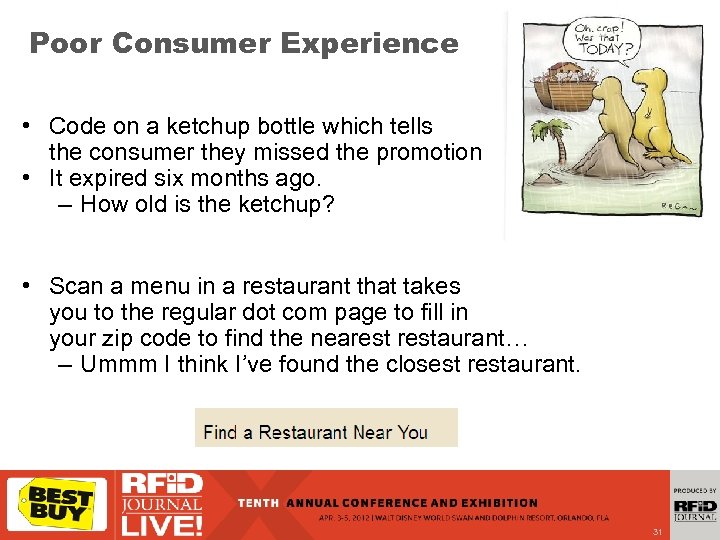 Poor Consumer Experience • Code on a ketchup bottle which tells the consumer they