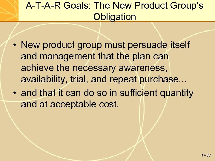 A-T-A-R Goals: The New Product Group’s Obligation • New product group must persuade itself