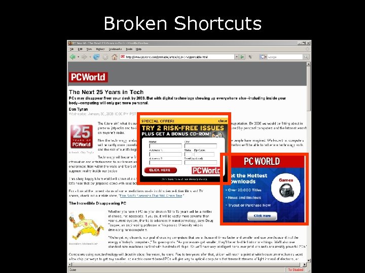 Broken Shortcuts 