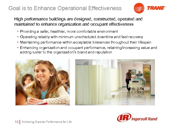 Goal is to Enhance Operational Effectiveness High performance buildings are designed, constructed, operated and