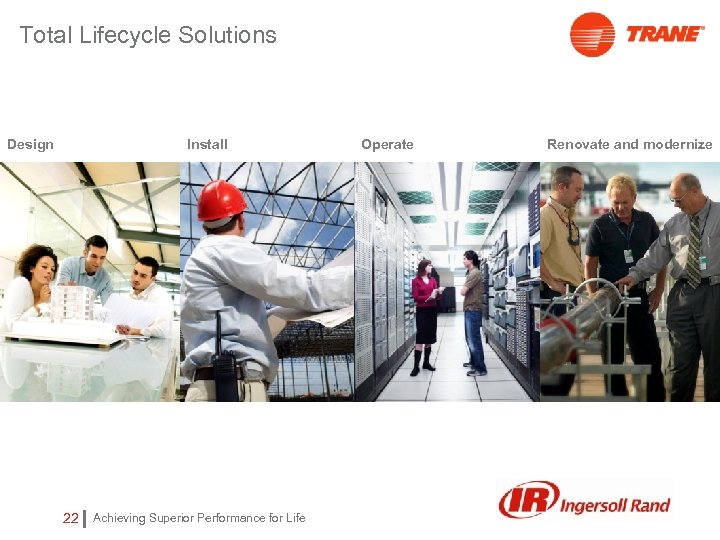 Total Lifecycle Solutions Design Install 22 Achieving Superior Performance for Life Operate Renovate and