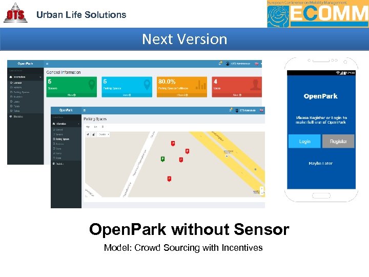 Urban Life Solutions Next Version Open. Park without Sensor Model: Crowd Sourcing with Incentives