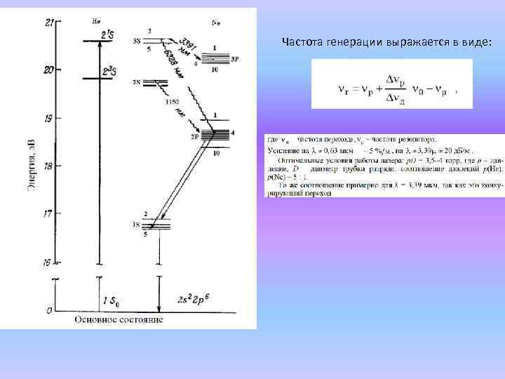Частота генерации выражается в виде: 