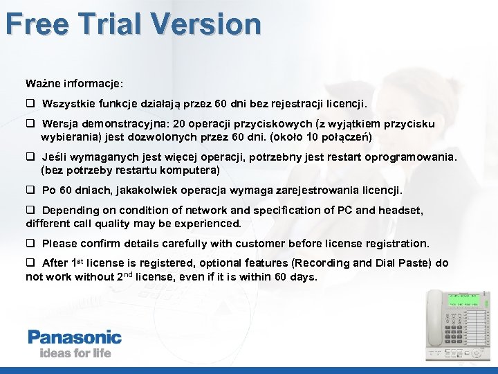 Free Trial Version Ważne informacje: q Wszystkie funkcje działają przez 60 dni bez rejestracji