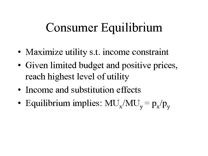 Demand Analysis Demand Elasticity Supply Equilibrium