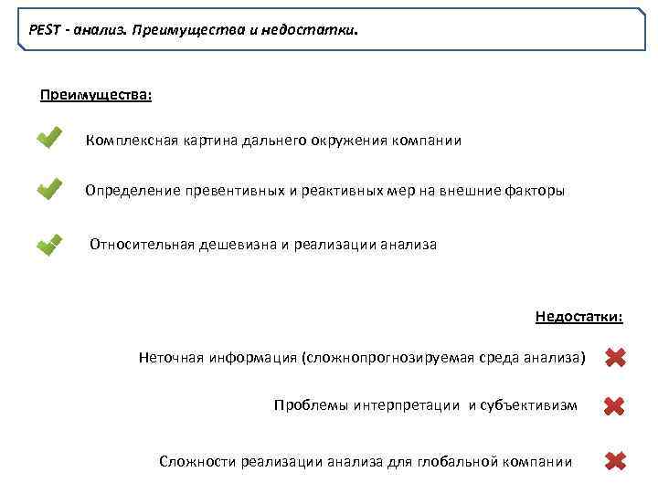 Преимущества анализа. Pest анализ преимущества. Преимущества и недостатки Pest анализа. Pest анализ плюсы. Минусы Pest-анализ.