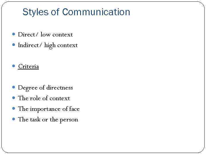 culture of indirection communication