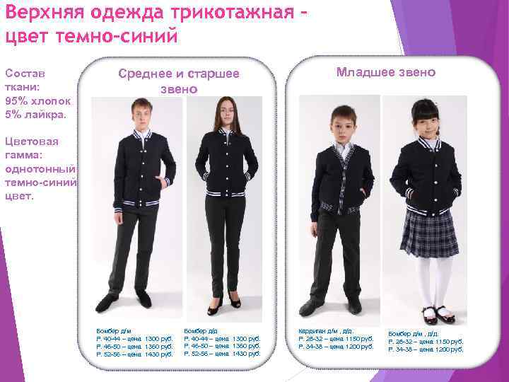 Верхняя одежда трикотажная – цвет темно-синий Состав ткани: 95% хлопок 5% лайкра. Среднее и