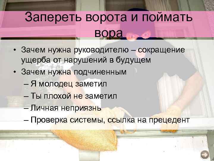 Запереть ворота и поймать вора • Зачем нужна руководителю – сокращение ущерба от нарушений