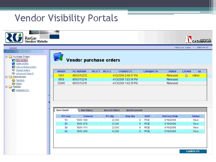 Vendor Visibility Portals Tracking portal with link to SAP 