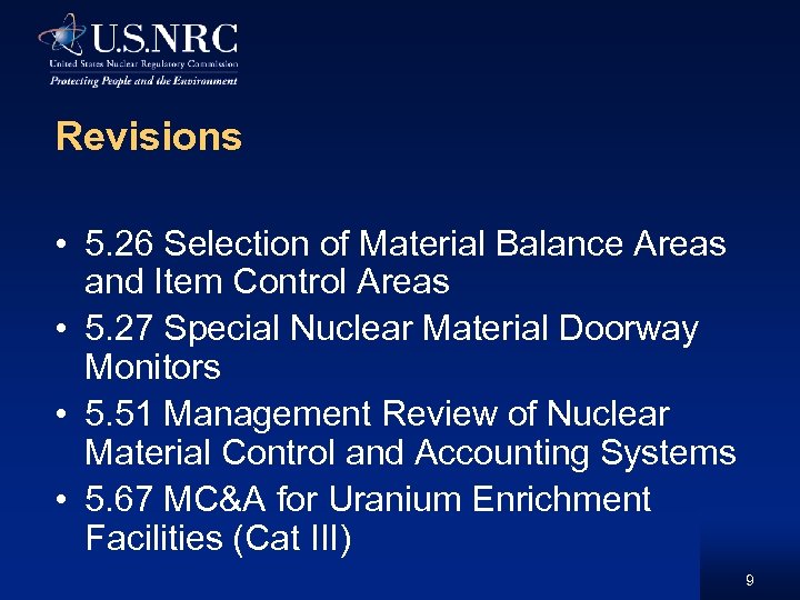 Revisions • 5. 26 Selection of Material Balance Areas and Item Control Areas •