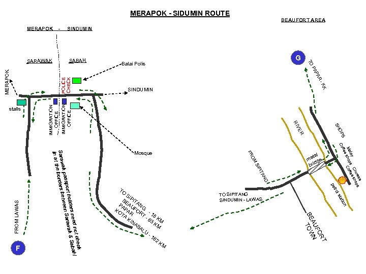 MERAPOK - SIDUMIN ROUTE MERAPOK - SINDUMIN SABAH G Balai Polis TO SARAWAK BEAUFORT