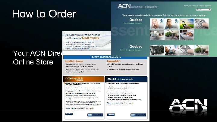 How to Order Your ACN Direct Online Store 