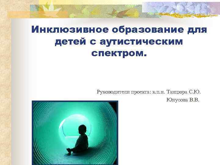 Инклюзивное образование для детей с аутистическим спектром. Руководители проекта: к. п. н. Танцюра С.