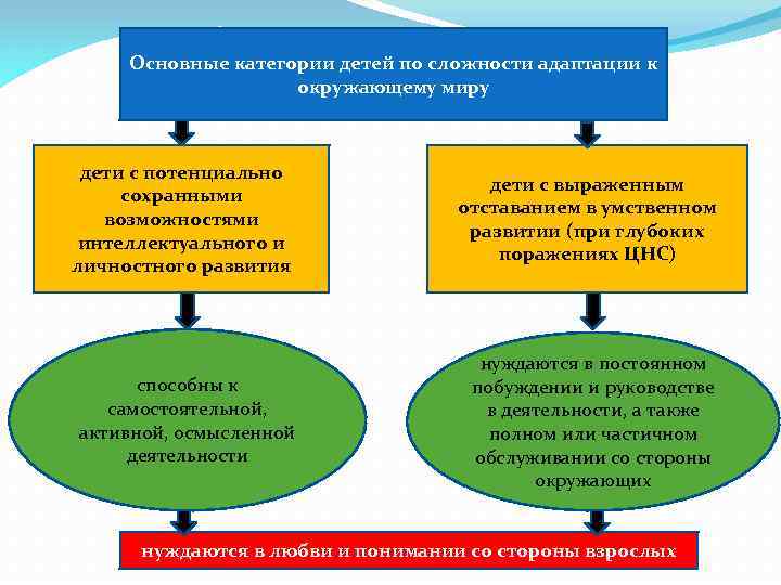  Основные категории детей по сложности адаптации к окружающему миру дети с потенциально сохранными
