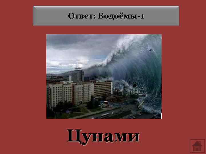 Ответ: Водоёмы-1 Цунами 