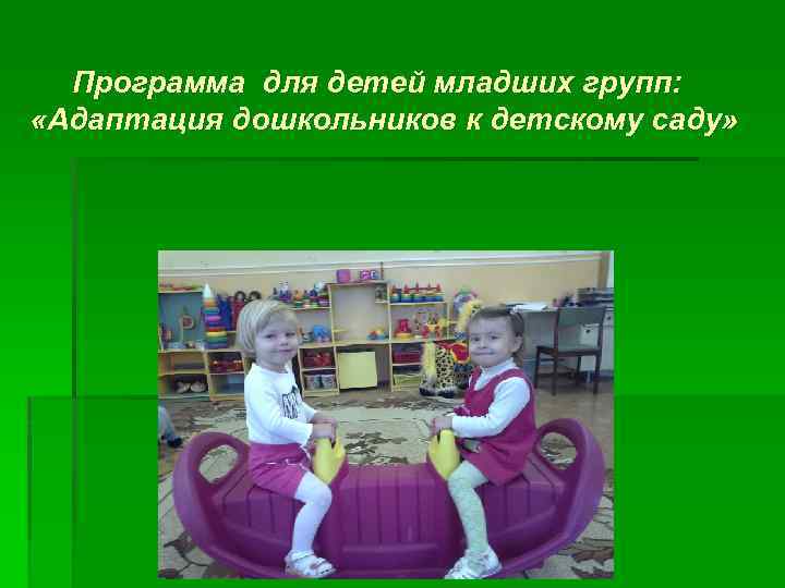 Программа для детей младших групп: «Адаптация дошкольников к детскому саду» 