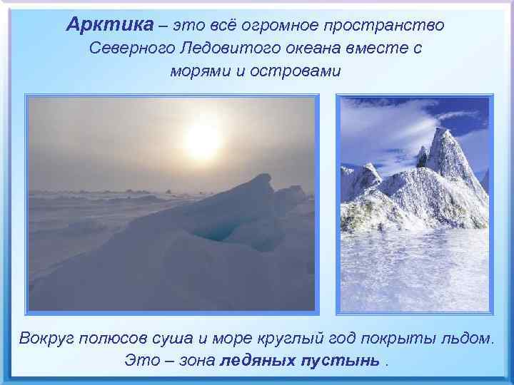 Арктика – это всё огромное пространство Северного Ледовитого океана вместе с морями и островами